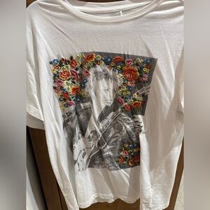 Lucky Brand Embroidered Roses David Bowie Graphic T-Shirt M